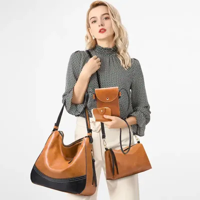 LUXE SOFT  LEATHER 4 IN 1 HANDBAG